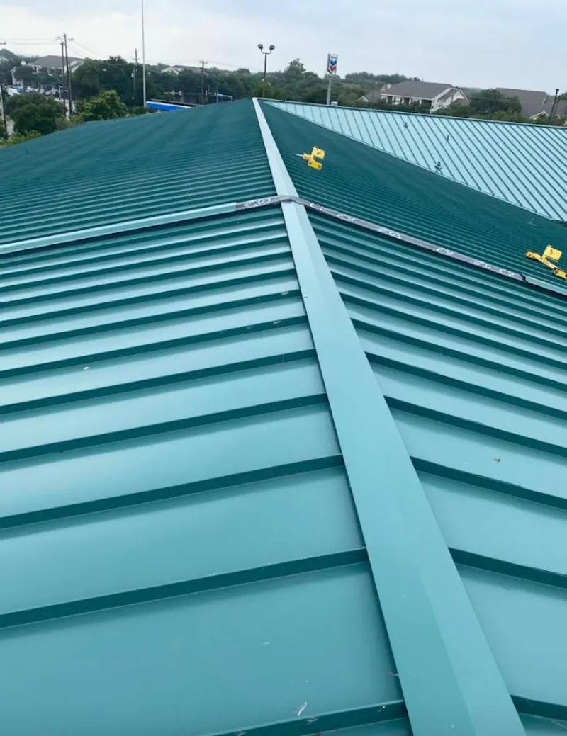 Green commercial metal roof ridge and valley for Metal Roof Repair in Pinewood